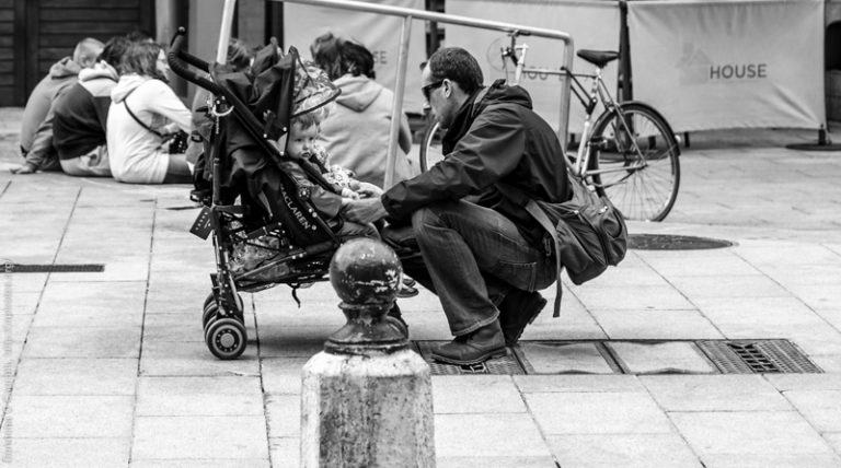 Hands full with the kids