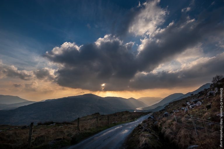 Sun sets over Kerry Mountains
