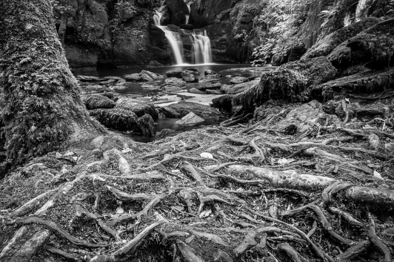 Poulanassig Waterfall in B/W