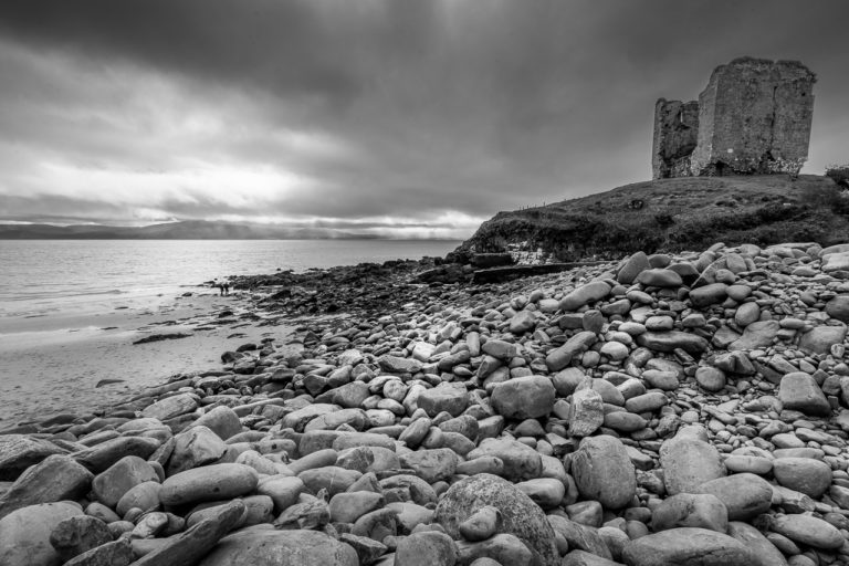 On the beach by Minard Castle