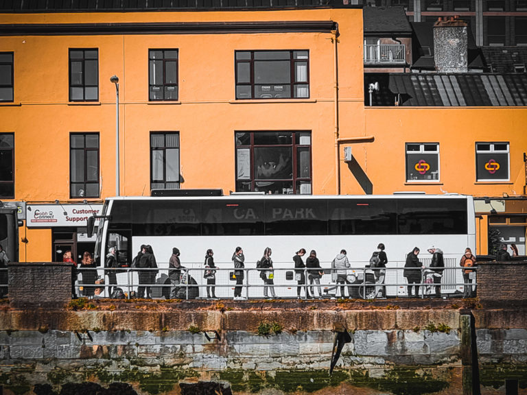 Queue for the bus on St. Patrick's Quay