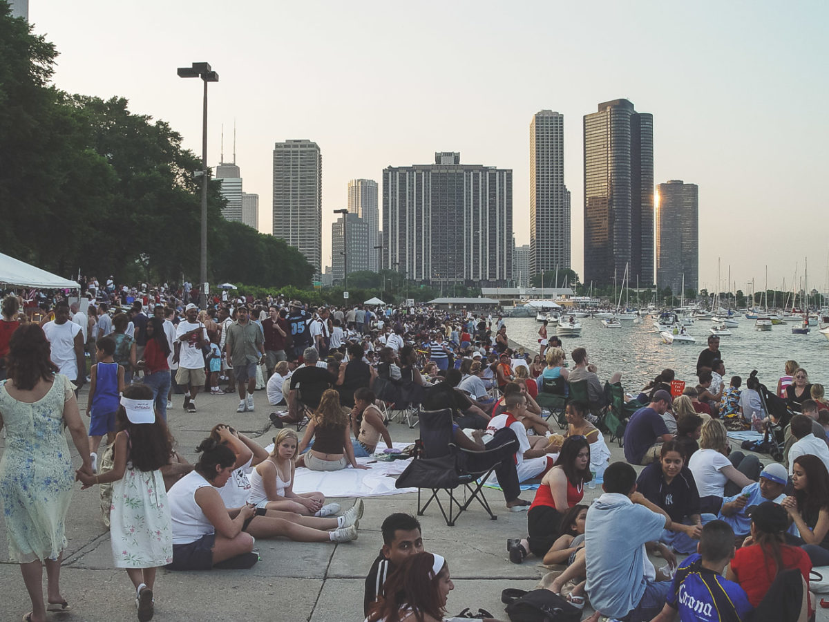 Crowds at Lake Michigan
