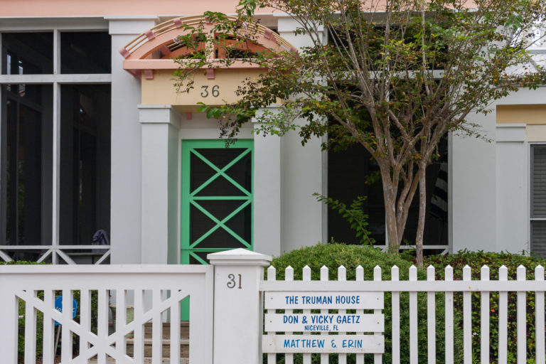 A sign in front of a home in Seaside, Florida says, "The Truman House".
