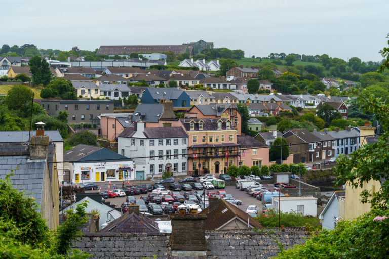 The homes and businesses of Kinsale seen from the hill opposite.