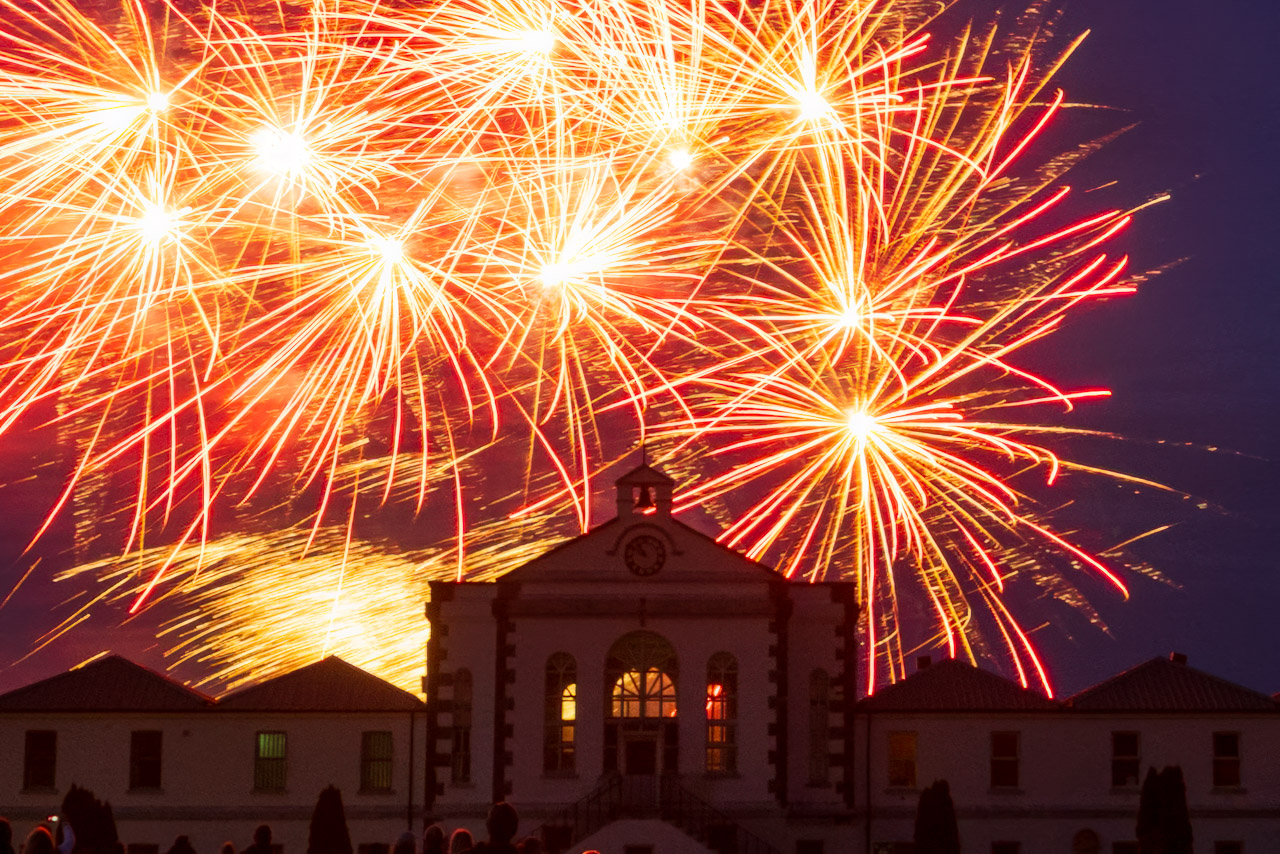 Fireworks light up the sky above Fort Mitchel on Spike Island.