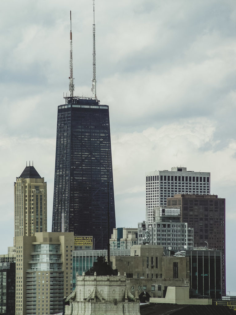 The Sears Tower in Chicago in 2003 rises above nearby buildings