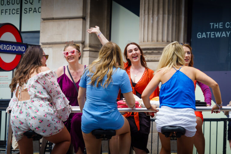 Ladies Cycling Happily