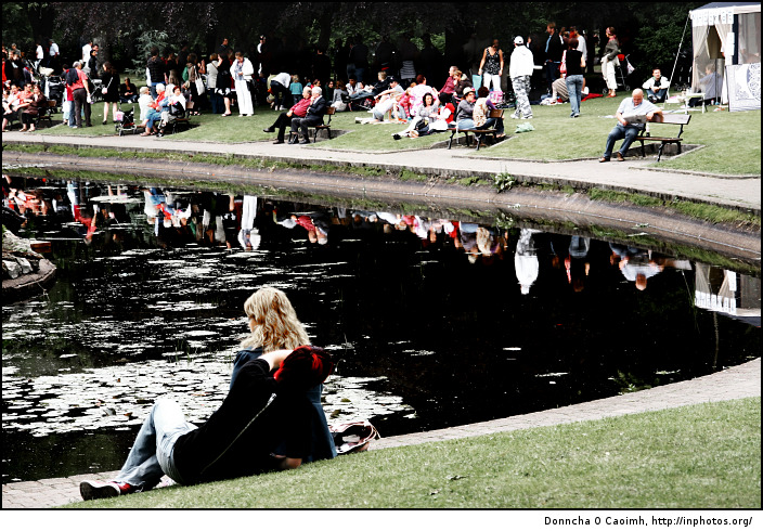 Relaxing by the pond
