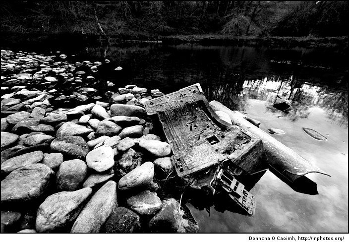 Car bits in the water