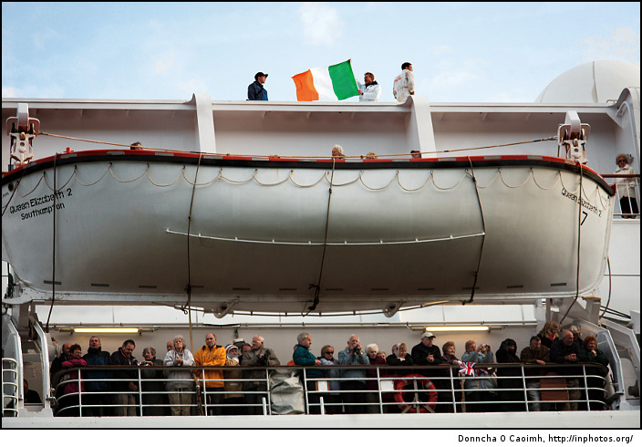 Flying the Irish Tricolour on the QE2