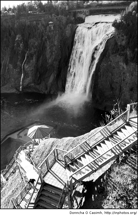 Birds eye view of Montmorency Falls