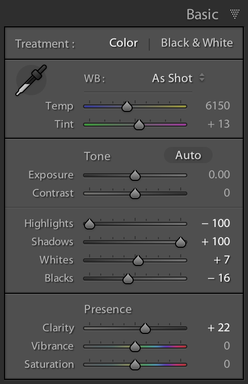 Lightroom Basic Panel